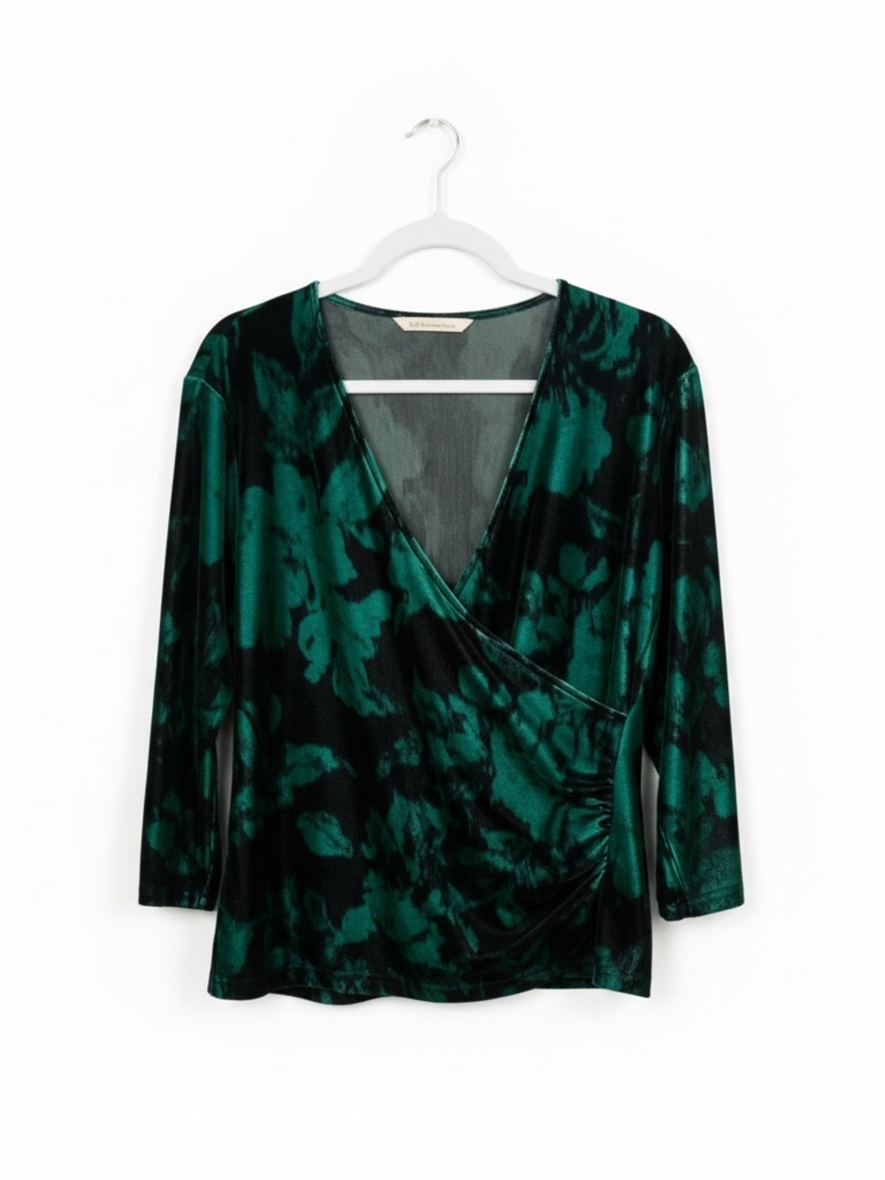 Soft Surroundings Faux Wrap Velvet Alyssa Top Size L